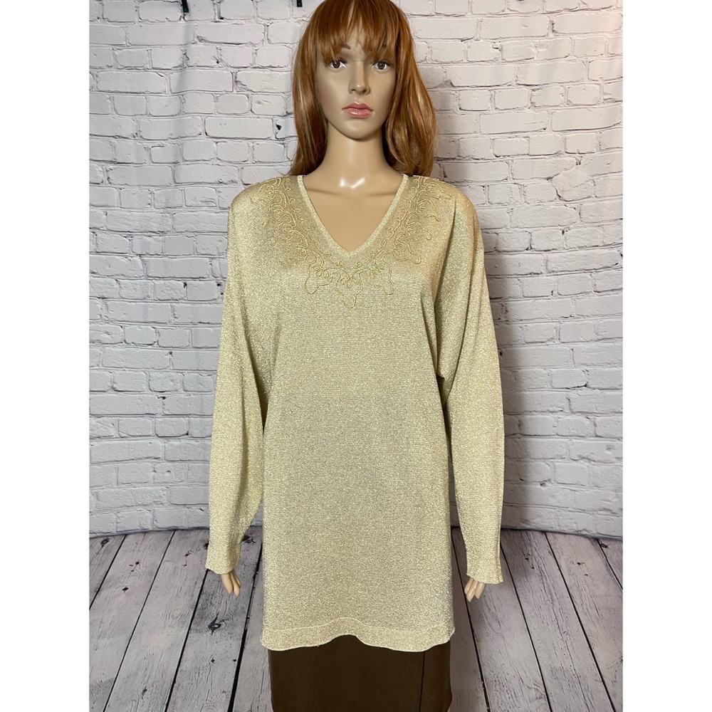 New Vintage Hamells Viscose Gold Long Sleeve Sweater Tunic Size S
